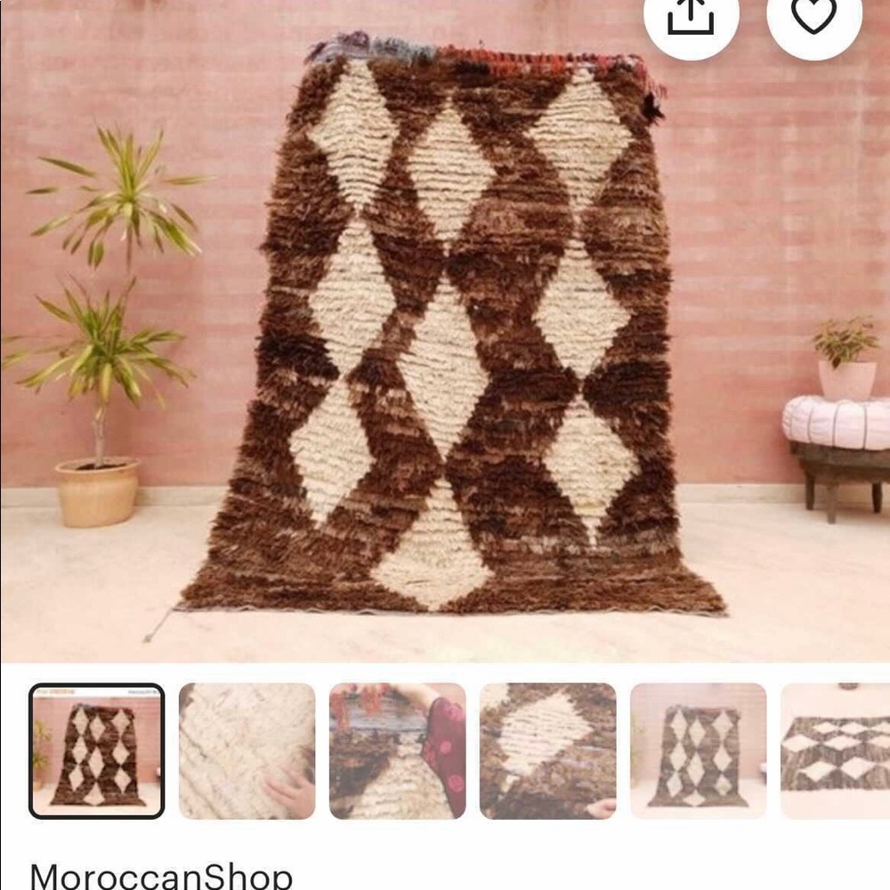 Vintage Moroccan Brown and Cream Rug